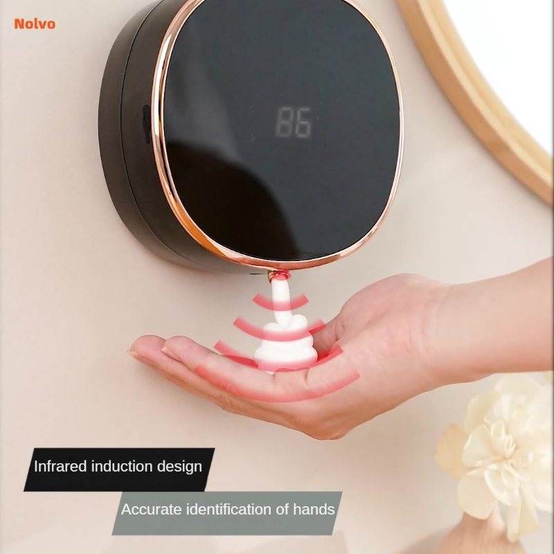 Nowy uchwyt ścienny 2000mAh dozownik do mydła inteligentny dozownik do mydła bezdotykowy z cyfrowym wyświetlaczem temperatury do kuchni łazienkowej