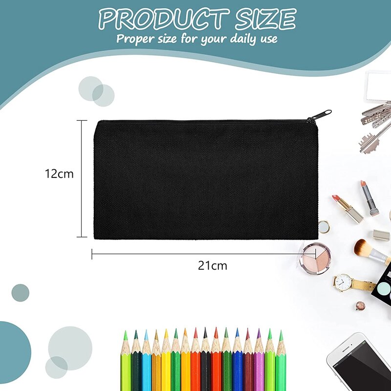 50Pcs Canvas Cosmetic Bag With Zipper Bag Bag Plain Cosmetic Bag Blank DIY Stationery Cosmetic Craft Bag