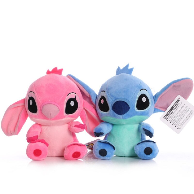 Disney การ์ตูนสีฟ้าสีชมพู Stitch ตุ๊กตาของเล่นอะนิเมะ Lilo และ Stitch 20CmStitch Plush เย็บของเล่นเด็กโรงเรียนกระเป๋าวันเกิดของขวัญ