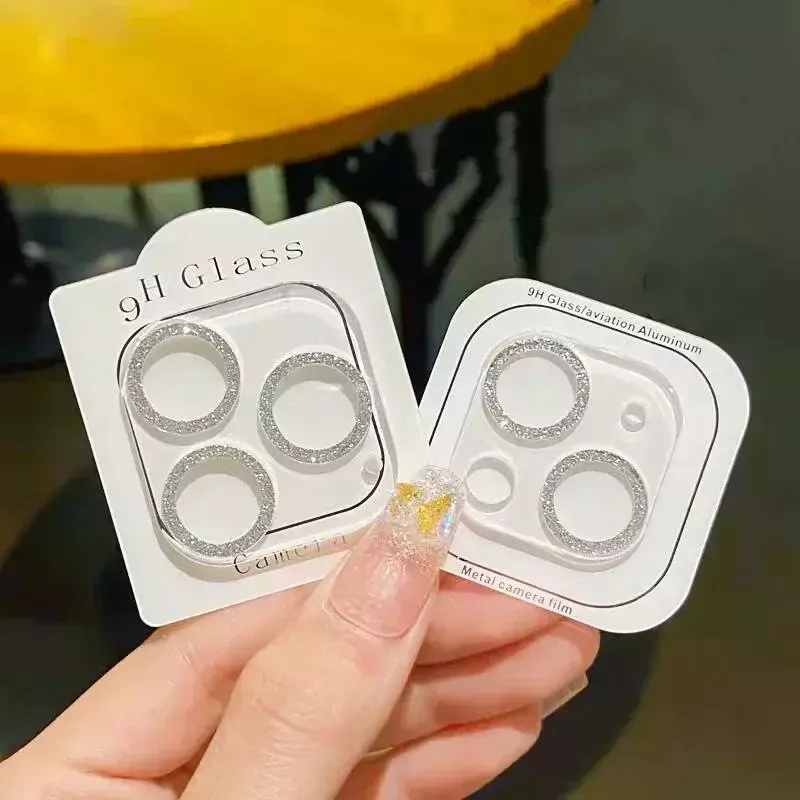 Kaca lensa Glitter, pelindung layar iPhone 15 14 13 pro max 15plus 14 pro untuk iPhone 15pro max Glass