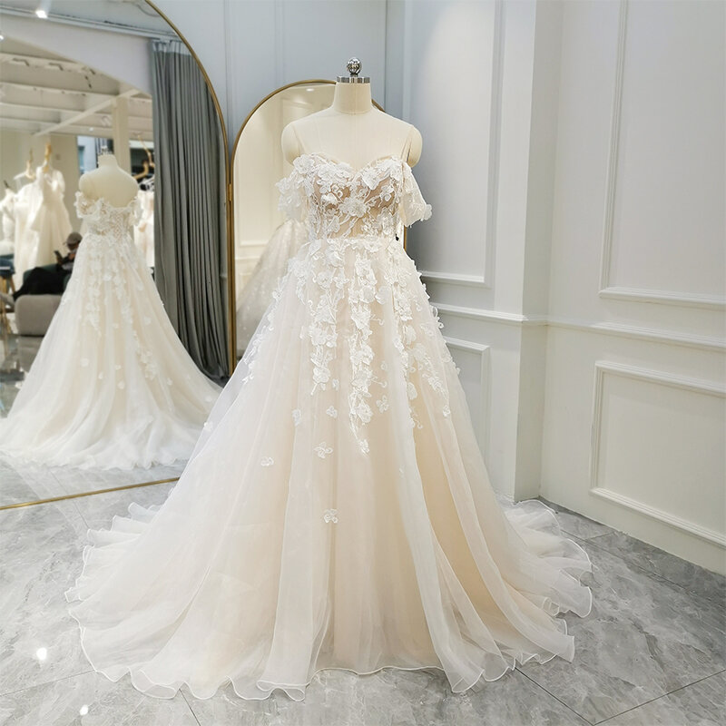 Stylish Brand New Bridal Dresses 2024 Ball Gown Spaghetti Straps Lace Up Appliques Organza Scoop vestidos de novia QW01562