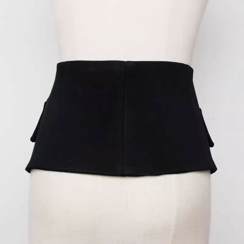 Corsé de tela negra a la moda para mujer, abrigo femenino, faja, cinturón ancho, J263