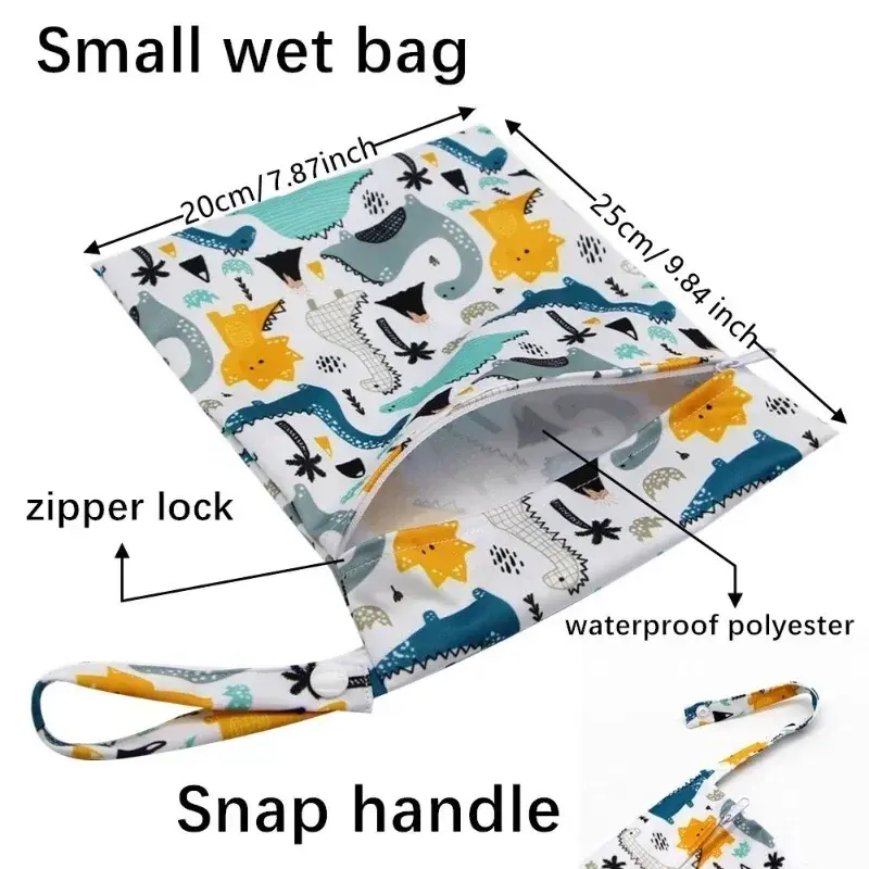 20*25cm Baby Diaper Bag Cartoon Print Wet Dry Nappy Zipper Handbag Stroller Carry Pack Travel Outdoor Wet Diaper Storage Bags