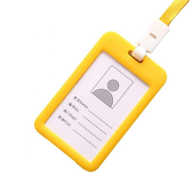 Penutup Kartu Kerja Portabel Dua Sisi Transparan Karyawan ID Pemegang Kartu Nama Tag dengan Tali