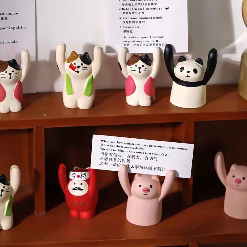 Cute Creative Hands Up Animal Resin Message Clip Desktop Decoration Small Ornaments Business Card Clip Photo Clips