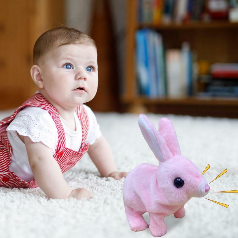 토끼 장난감 교육용 인터랙티브 전자 봉제 토끼 장난감, 걷고 말하는 동물, 귀 흔드는 봉제 인형, 전기 장난감