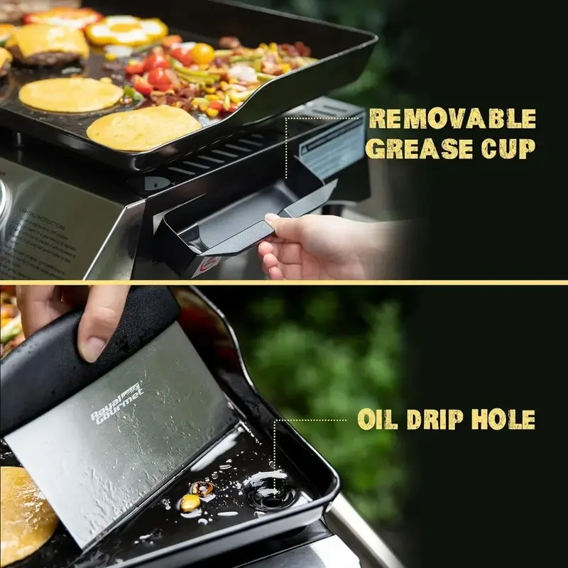 3-Burner 26,400-BTU Portable Gas Grill Griddle Flat Top for Outdoor Camping Tailgating Picnics Silver Freight free
