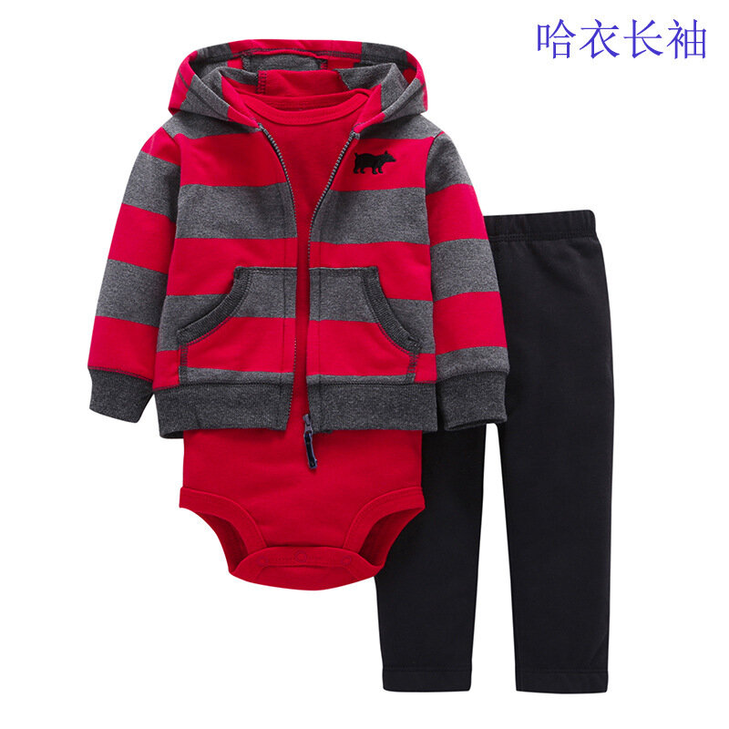 Baby Boys Girls Long Sleeve Clothes 3PC Set Hoodie  +Long Sleeve Bodysuit + Pants Outfit Toddler Boy jacket Newborn Costume