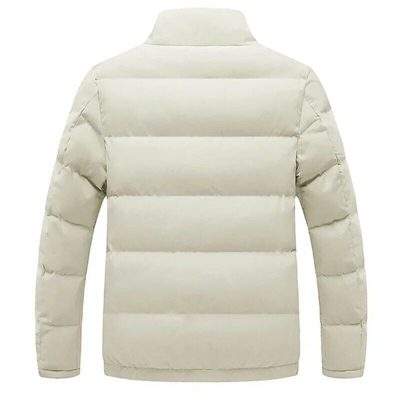 Chaqueta de invierno para hombre, Parka gruesa y cálida de algodón con cuello de lana, sin escobillas, Color sólido, M-4XL
