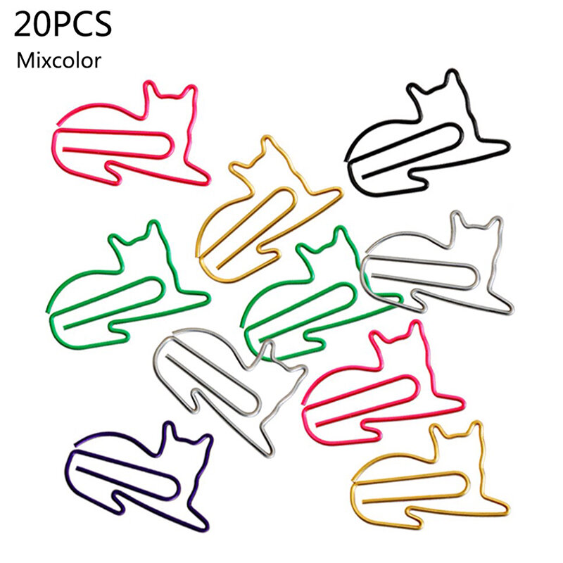 20 pezzi simpatico gatto a forma di graffetta in metallo segnalibro Planner Memo Clips per libri cancelleria forniture per ufficio scuola cancelleria