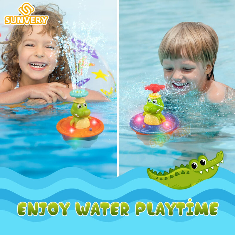 New Fountain Crocodile Baby Bath Toys for Toddlers,5 modalità Spray Water Sprinkler Light Up vasca da bagno giocattolo per ragazzi e ragazze bambini