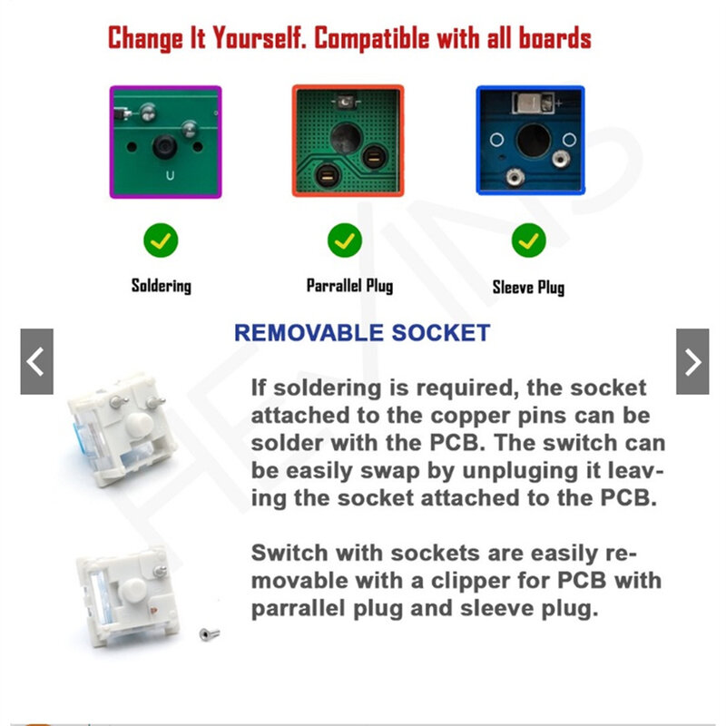 Outemu 기계식 키보드 스위치, 클릭키 선형 촉각 사일런트 스위치, RGB LED SMD 게임, MX 호환, 3 핀, 1 개, 2 개
