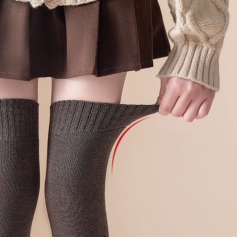 Aquecedor de tornozelo tricotado para mulheres, capas de pés para senhoras, meias engrossadas, meias longas, cobertura de perna, meias Lolita para meninas, inverno quente, Y2k
