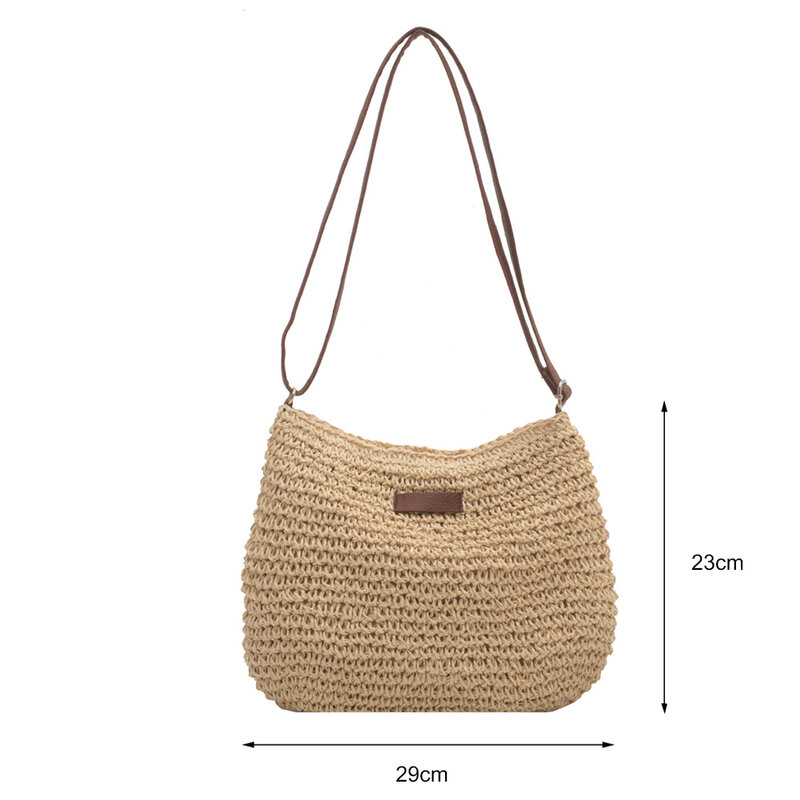 Bolsa de ombro tecido palha para mulheres Bohemian Beach Handbag Boho Bag Messenger Bag, cesta de verão, férias