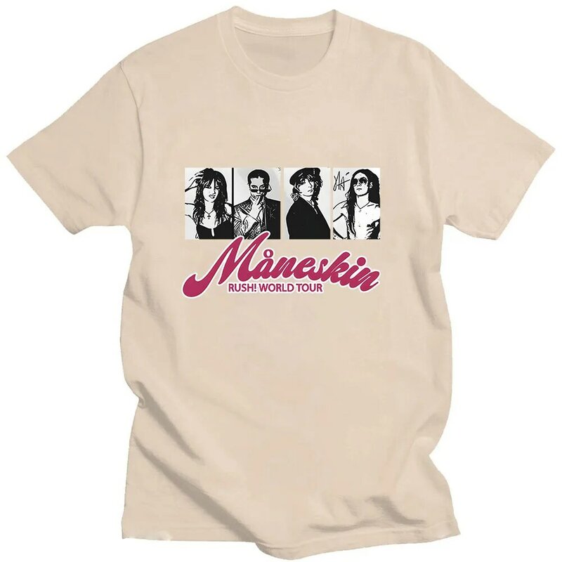 Maneskin Rush T-shirt unisex 100% bawełna wysokiej jakości koszulka nadruk kreskówkowy Manga koszulka retro Sudaderas śliczne koszulki na co dzień