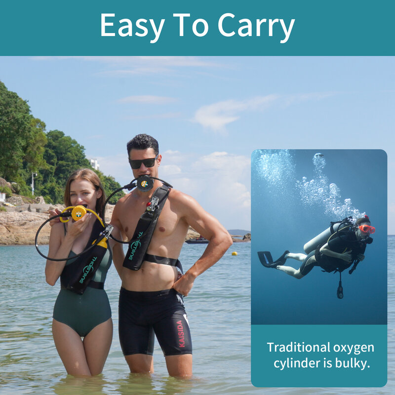 Scuba Diving Tank 1L Portable Lung Underwater Professional Diving Equipment Oxygen Cylinder 15-25 Minutes Scuba Diving Equipment