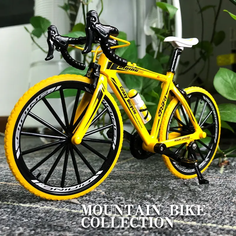 Alloy Mountain Bicycle Modelo, 1:10, Diecast Metal, Bend Road, Fold Racing, Mountain Bike, Simulação Coleção, Brinquedos para crianças, Presentes