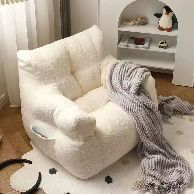 Cadeira de sofá pequeno bonito para crianças, bebê lendo, sofá preguiçoso, algodão, removível e lavável, linho, cordeiro, tecido de lã