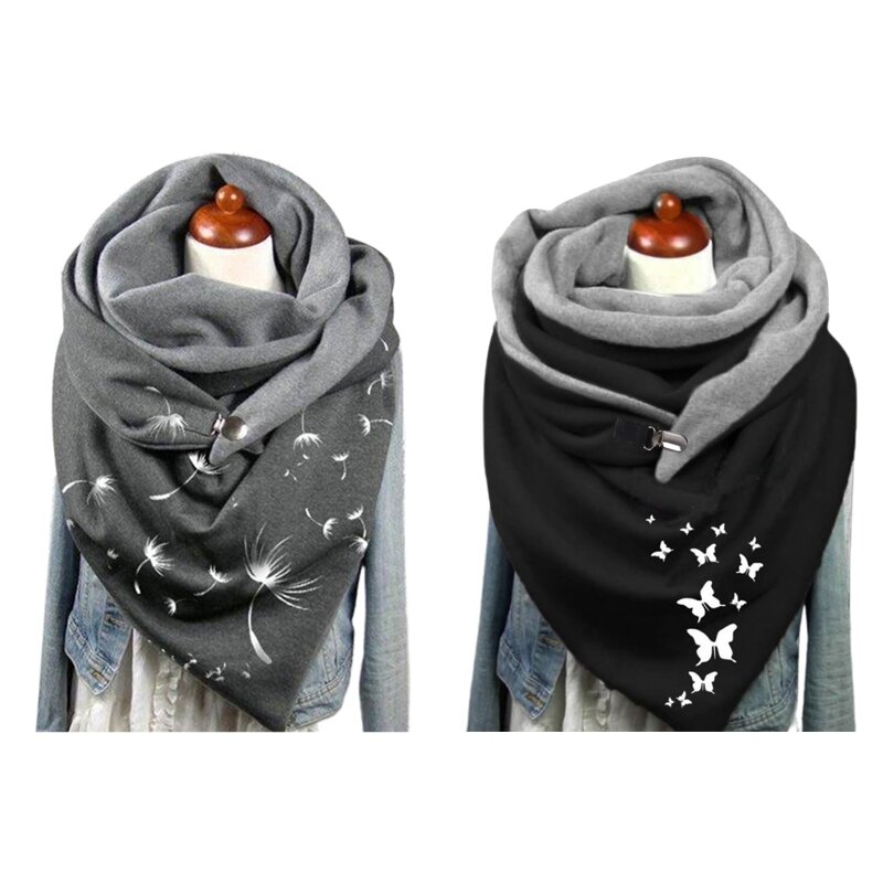New for Triangle Scarfs Neck Wrap Warm Soft Neck Warmer Scarf With Button Closure