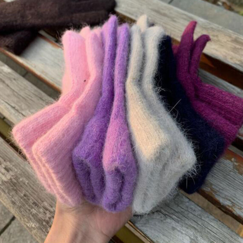 Женские теплые кашемировые вязаные рукавицы женские мужские перчатки для верховой езды уплотненные пушистые перчатки с закрытыми пальцами женские перчатки