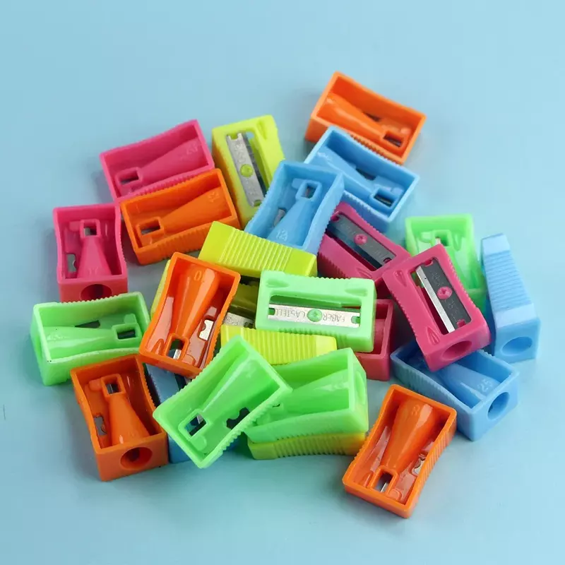 Mini Sacapuntas de plástico portátil, 1/10 piezas, color caramelo, sin tornillos, todo en uno, un solo orificio, 229A
