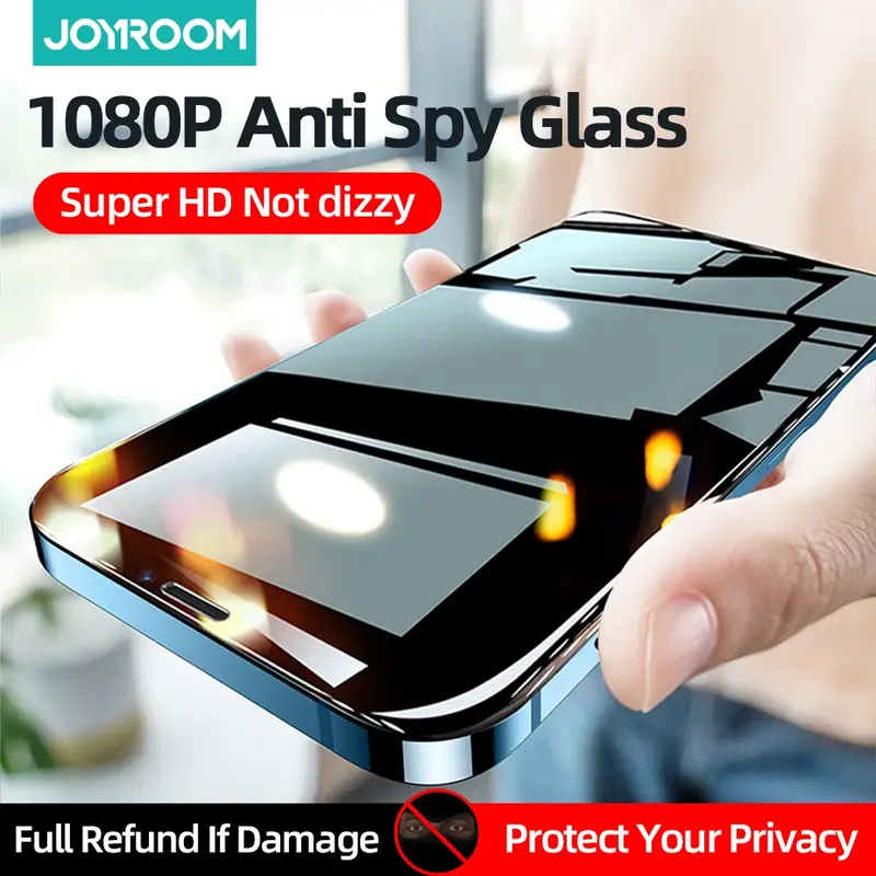 Joyroom-Protetor de Tela Privado para iPhone, Vidro Temperado Anti-espião para iPhone 15, 14, 13 Pro Max, 12, 11 Pro Max