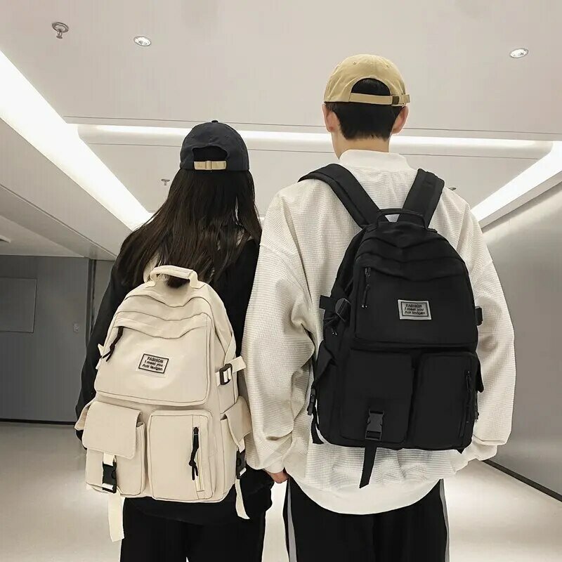 A Load Of Multi-pocket Men and Women Universal Nylon Large-capacity Leisure Simple Schoolbag Insert Buckle Computer Backpack