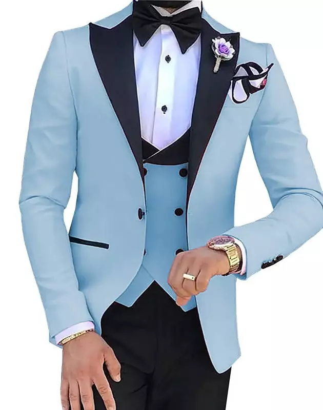 Smoking personalizado para homens, terno de 3 peças, jaqueta de calças e colete, casamento, 2024