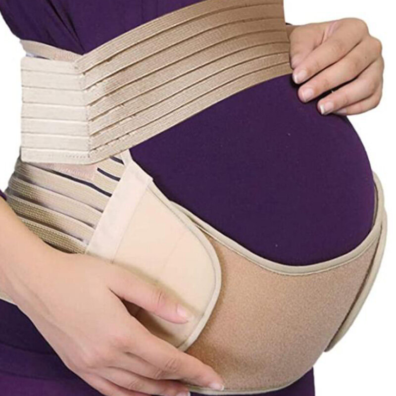 Damski w ciąży oddychający regulowany pas podtrzymujący talię/tył/brzuch bandaż poporodowy w ciąży beżowy