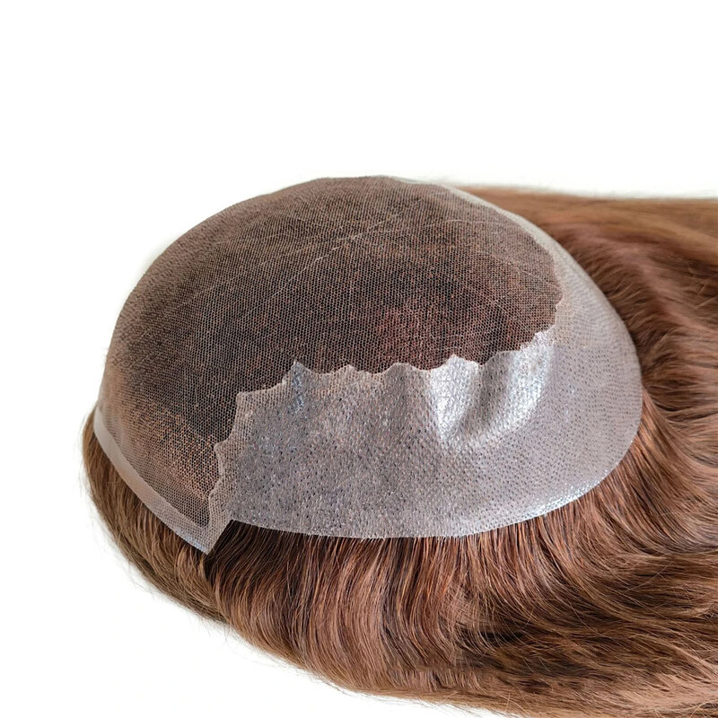 Customized Long Q6 Men Toupee Lace & PU Male Human Hair Capillary Prosthesis Breathable Natural Hairline Replacement System Unit