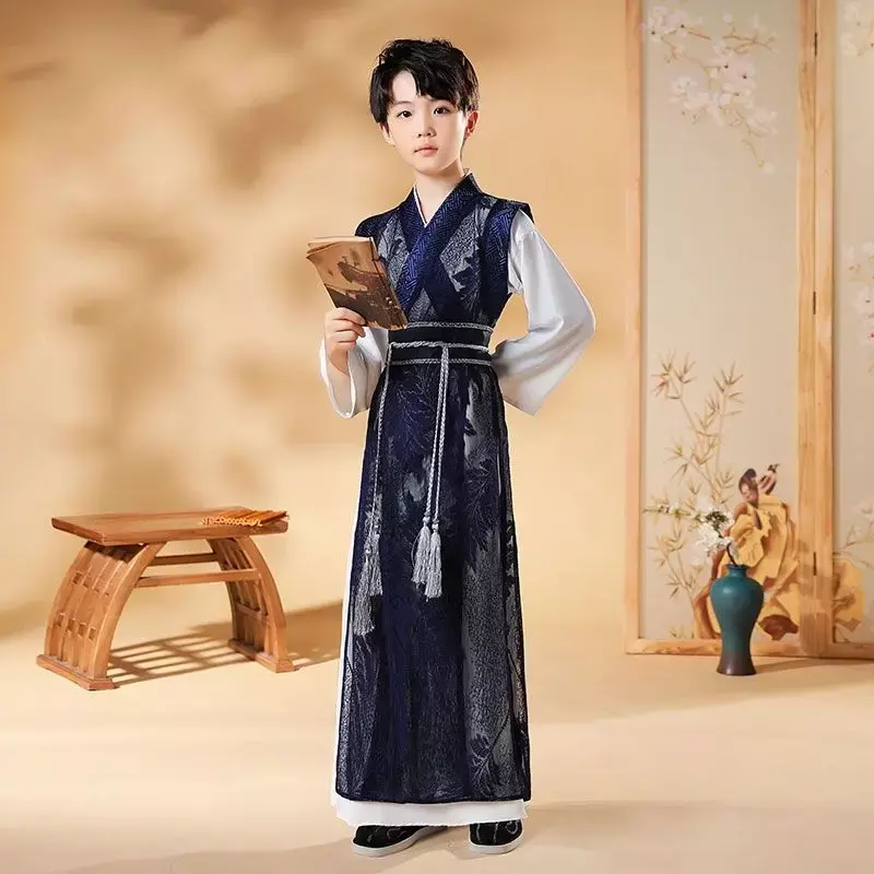 Vêtements de danse folklorique chinoise pour enfants, Hanfu traditionnel pour garçons, robe de dragon moderne pour enfants, scène ancienne, carnaval, nouvel an