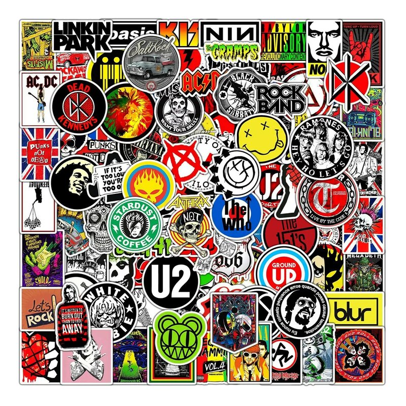50/100pcs Fashion ROCK Band Music Graffiti Stickers estetica per Ipad Phone Guitar moto Skateboard bagagli Cup