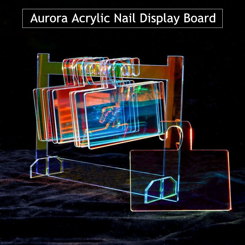 Aurora偽のアクリルと透明なアクリルのネイルアートディスプレイラック,ディスプレイチャート,韓国スタイルのマニキュアツール