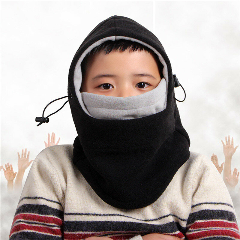 Balaclava à prova de vento para crianças chapéu acolchoado de pelúcia ao ar livre boné de esqui para motocicletas máscaras faciais completas chapéus infantis máscara de bebê quente inverno