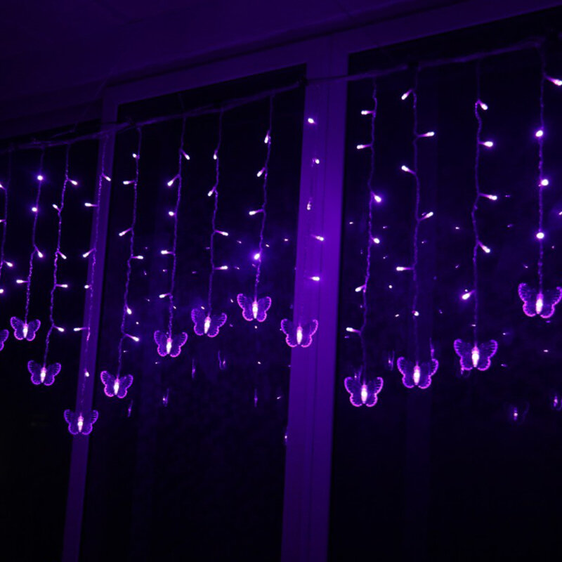 Pink Purple LED Butterfly Garland Curtain Fairy Lights String For Room Living room Home Wedding Decoration Bedroom Decorations