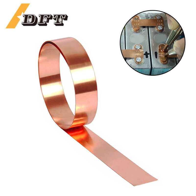 1M Length T2 Copper Strip 0.15/0.2/0.3/0.4mm Thickness for 18650/21700 Battery Welding Welder Machine Contractors & DIY Projects