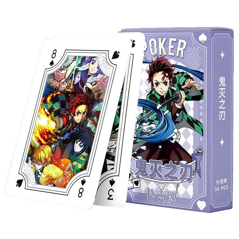 Genshin-cartas de póker de impacto para niños, juegos de mesa, juego de cartas de baraja, keqing Ganyu, Anime, Demon Slayer