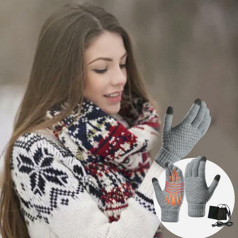 Do ogrzewania rękawiczek dla kobiet aksamitne podgrzewane rękawiczki USB z ekranem dotykowym zimowe dłonie ciepłe rękawiczki dla mężczyzn kobiet kobiet