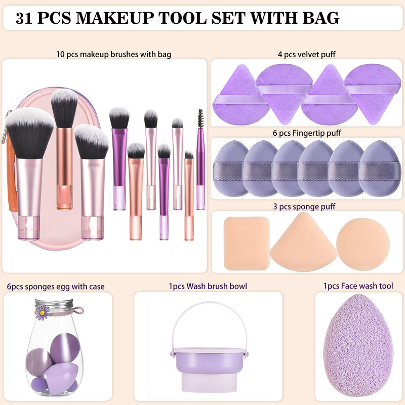 KOSMETYKI Premium Makeup Brush, Makeup Esponja, Makeup Puff, Clean Drying Tools, Great Value Kit