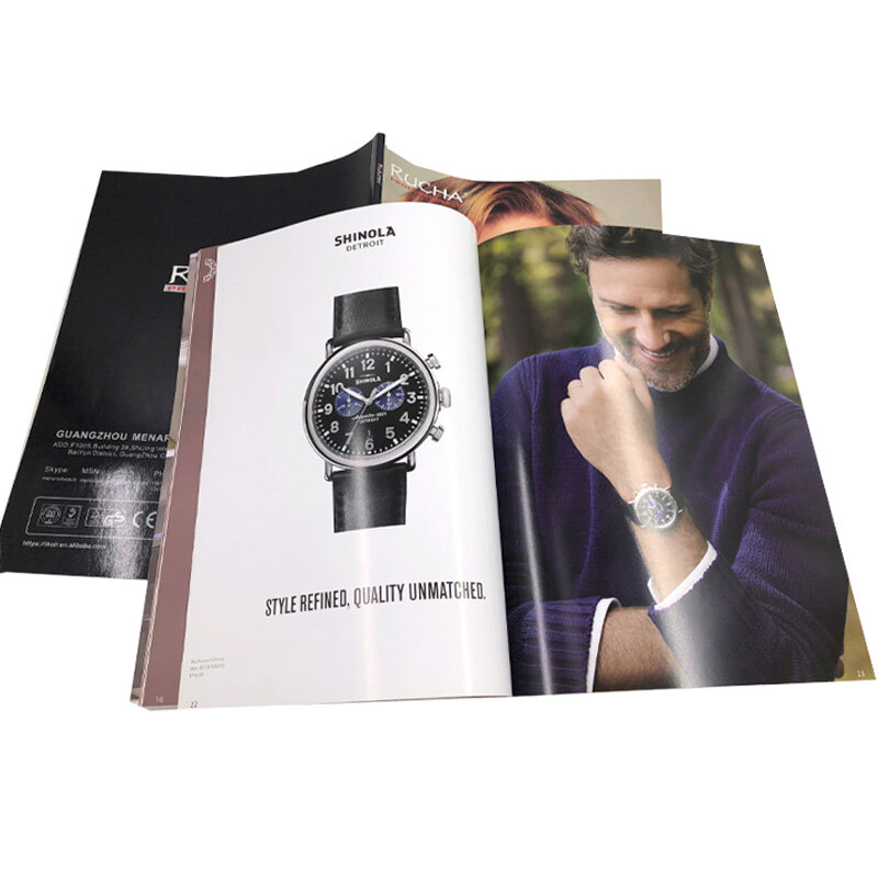 Stampa offset personalizzata a 5 colori cataloghi di prodotti per ritratti stampa di cataloghi di orologi colorati con laminazione lucida softc