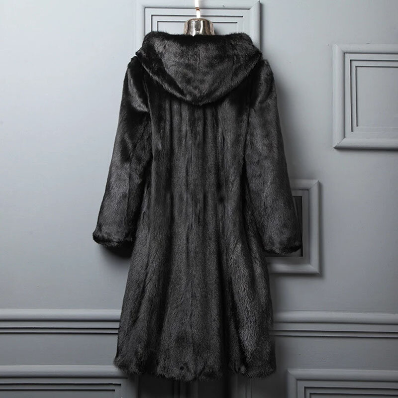 Abrigo grueso y cálido de piel sintética para mujer, chaqueta con capucha de manga larga, de lujo, talla grande, invierno, 2022
