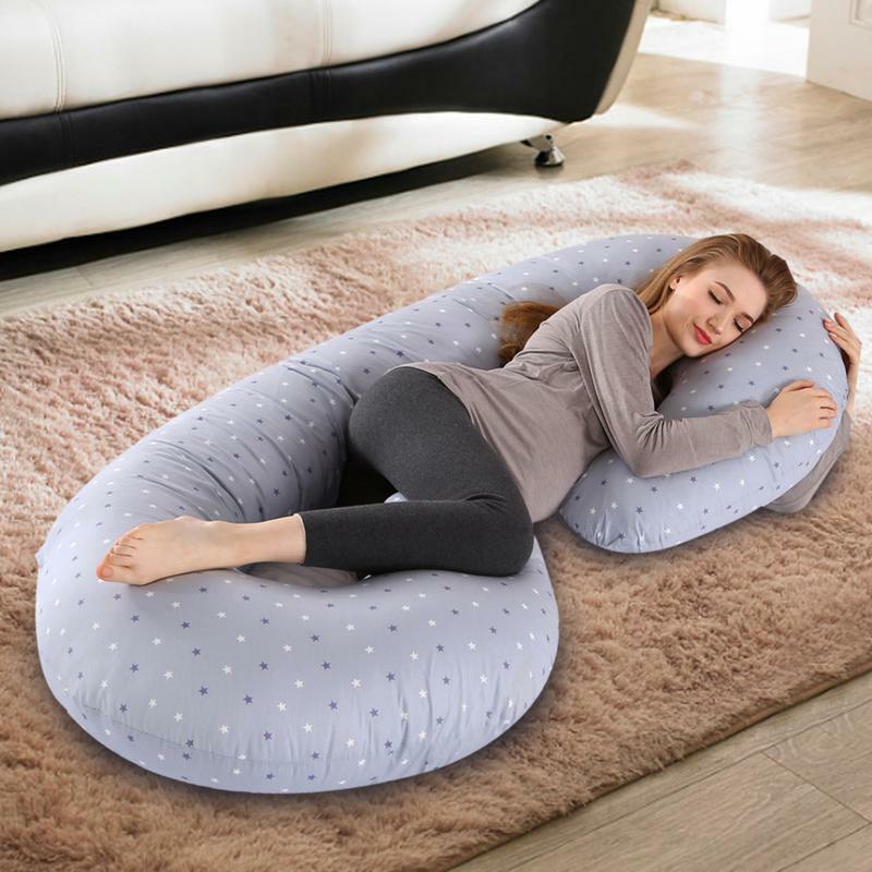 임신 베개 임산부를 위한 수면 지원 베개 C 모양 이동식 커버가 있는 전신 베개