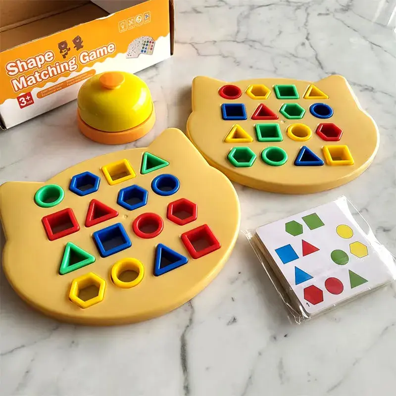 Cute Bear Children Geometric Shape Color Matching Puzzle Baby Montessori Educational Learning Toys Kids Interactive Battle Game