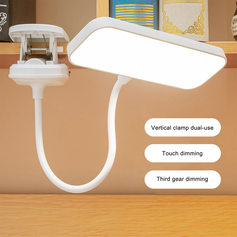 โคมไฟตั้งโต๊ะพร้อมคลิป USB ชาร์จได้, โคมไฟตั้งโต๊ะข้างเตียงไฟสามระดับหรี่โคมไฟตั้งโต๊ะปกป้องดวงตาสำหรับห้องนอน