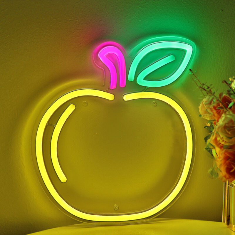 Lampu tanda Neon dinding LED emas, untuk toko buah, dekorasi ruang dapur, pesta, 8.31 ''* 9.45'' 1 buah