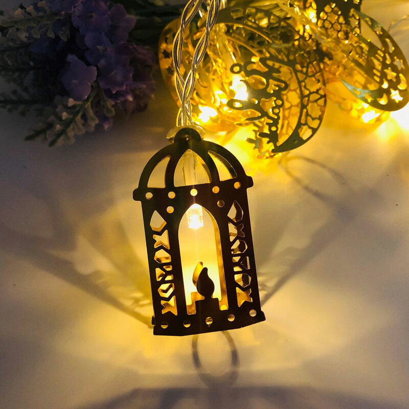 Guirnalda de luces de Luna y Estrella, alimentada por batería guirnalda de luces de hadas, decoración de Ramadán, Festival, fiesta, iluminación de Navidad