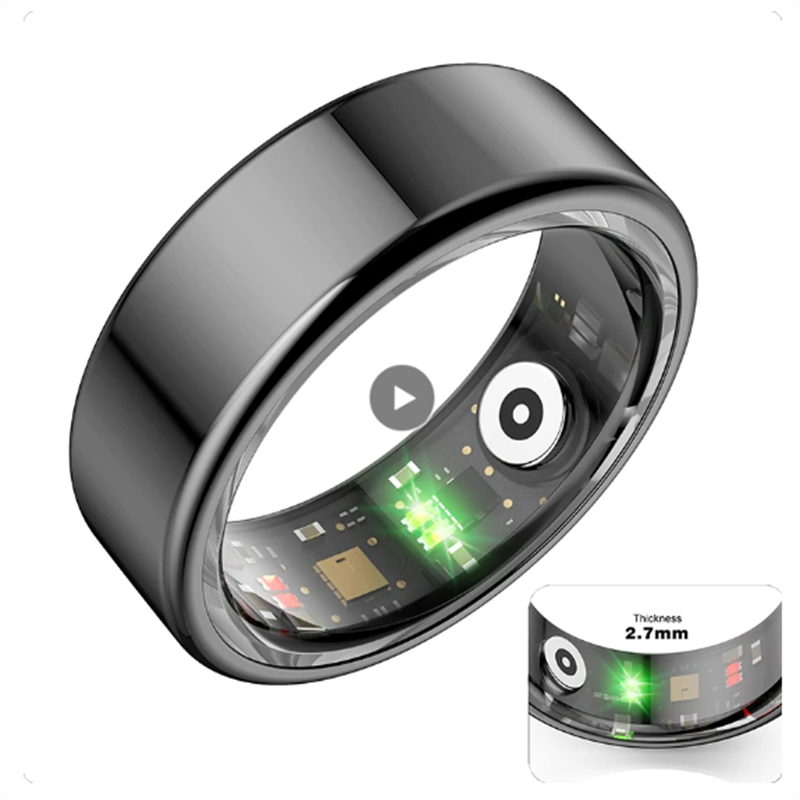 2024 Smart Ring Military Grade Titanium Steel Shell Health Heart Rate Monitor IP68 3ATM Waterproof Multi-sport Modes Ring Smart