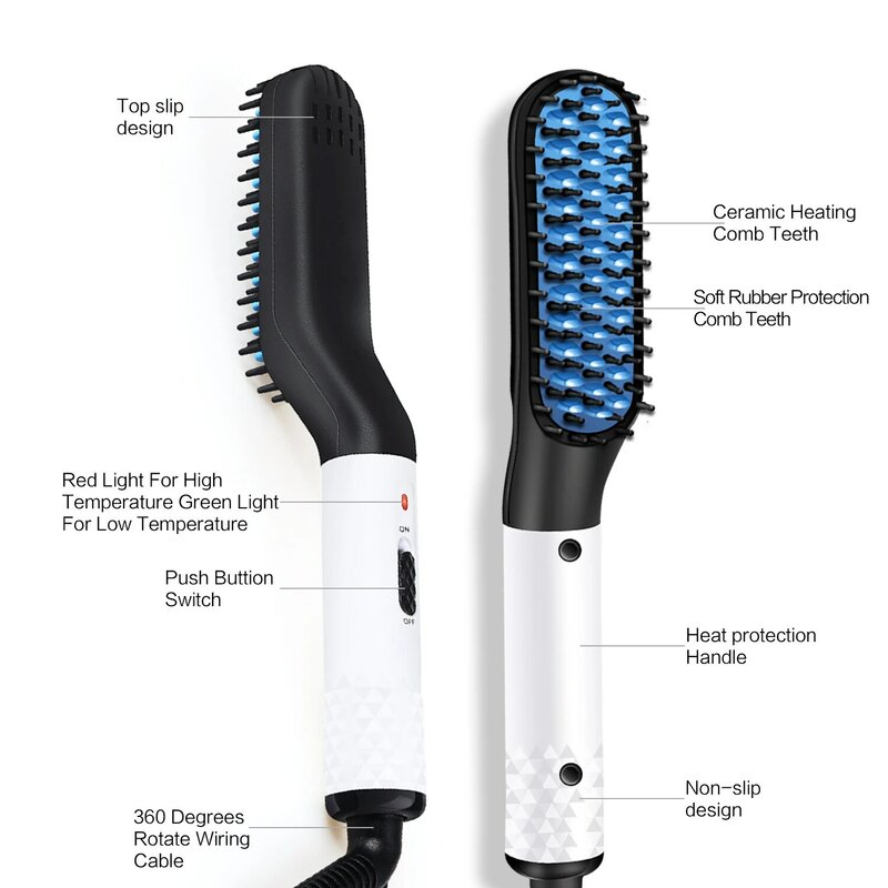 Hot selling Air Comb Men's Beard Comb Hair Straightening Iron with Built-in Comb for Professional Salon