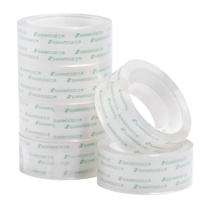 SUNWOOD Transparent High Adhesive Stationery Tape 18mm by 20 Yards 8 Rolls 7121