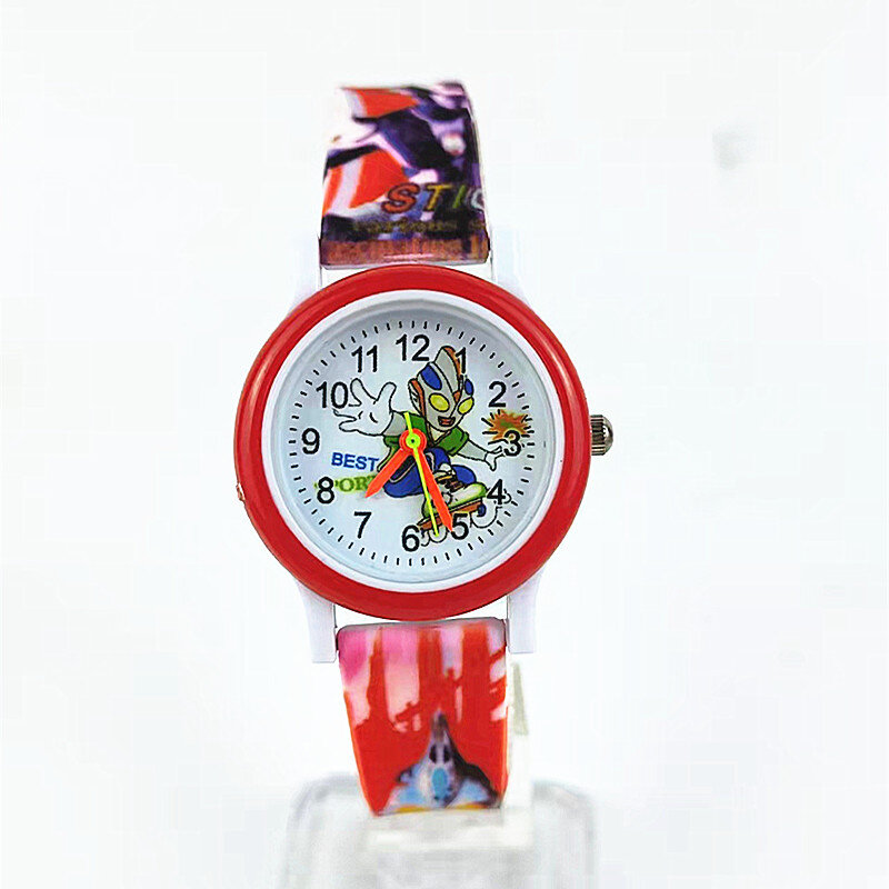 Reloj de cuarzo con estampado de correa de silicona para niños y niñas, relojes de moda informales con dibujos animados